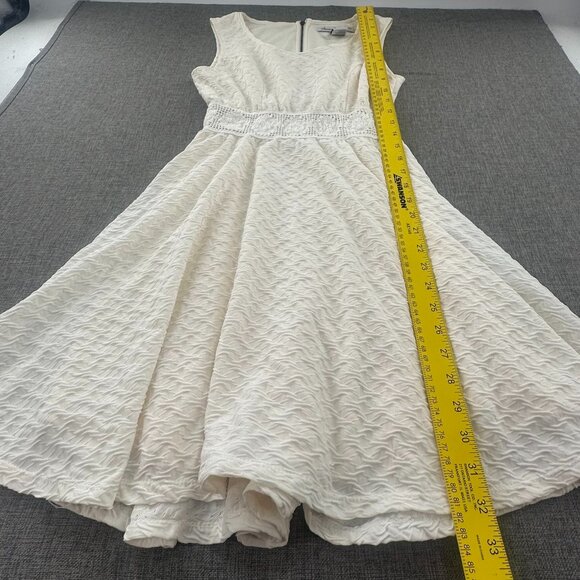 American Rag Fit & Flare Dress Medium Sleeveless‎ scoop Neck Zipper Ivory Lined - Picture 7 of 12